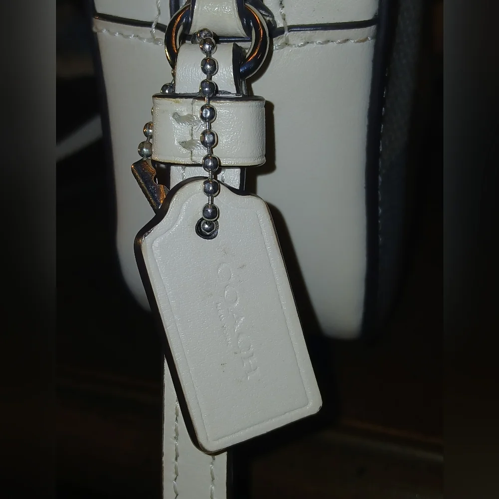 Coach Blue and Cream Checkered Women's Camera Bag Like New - Picture 11 of 14